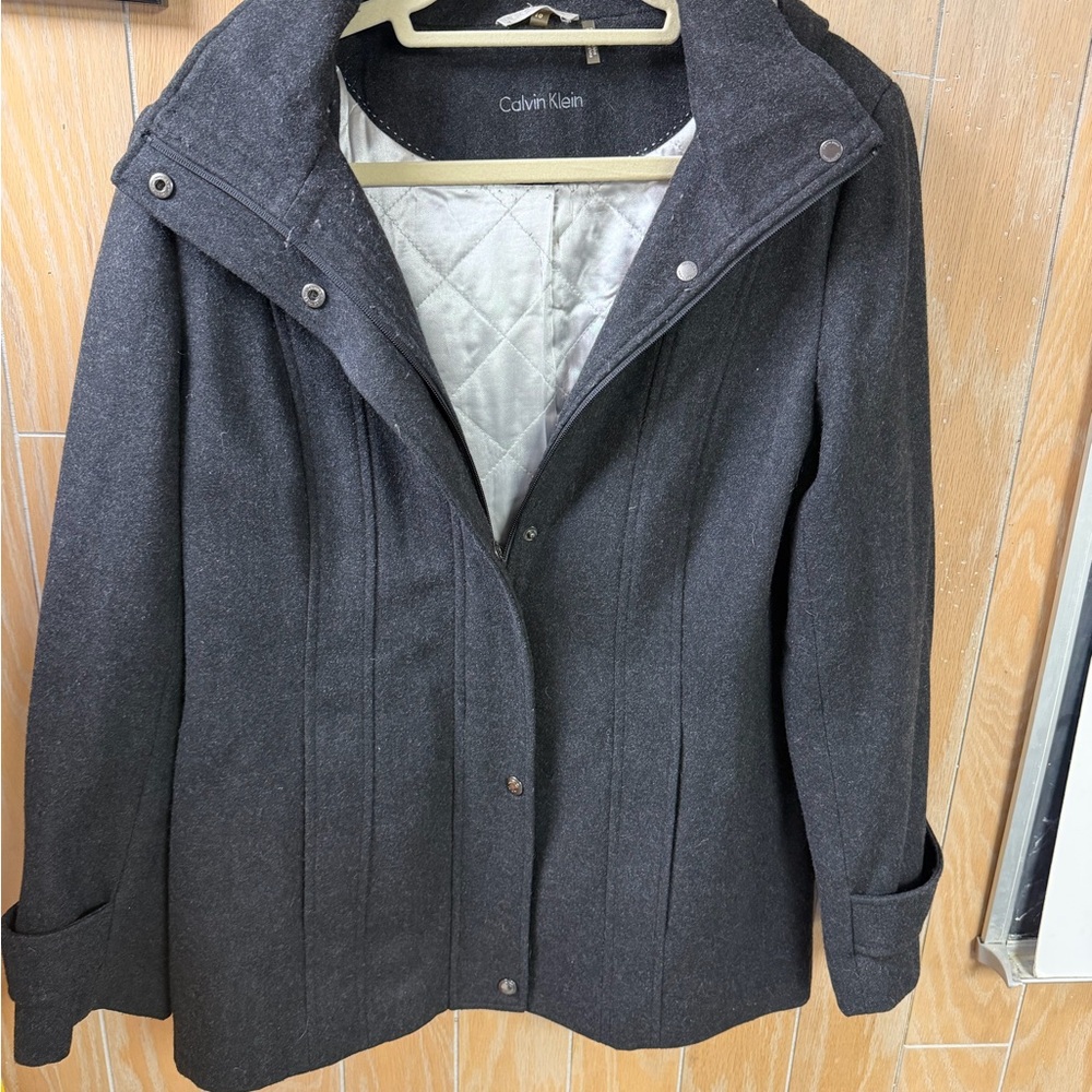 Calvin Klein Women's Charcoal Pea Coat